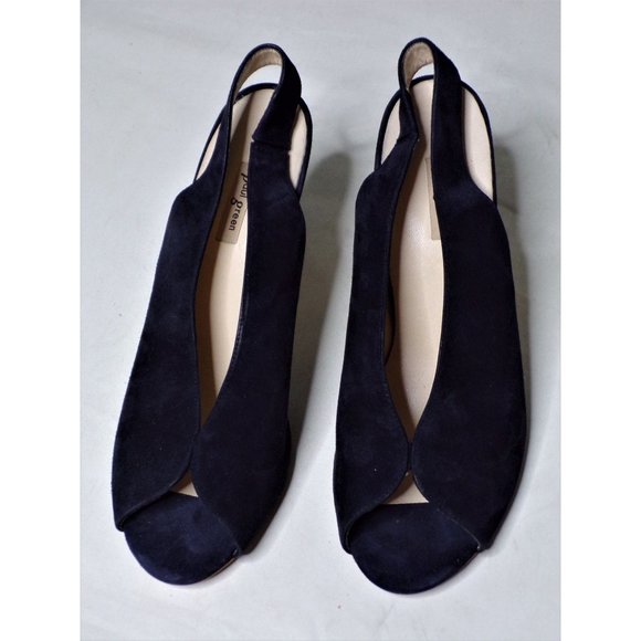 🆕 PAUL GREEN Avanti Peep Toe Slingback Pump Shoes Suede Black 9.5 - Picture 4 of 9